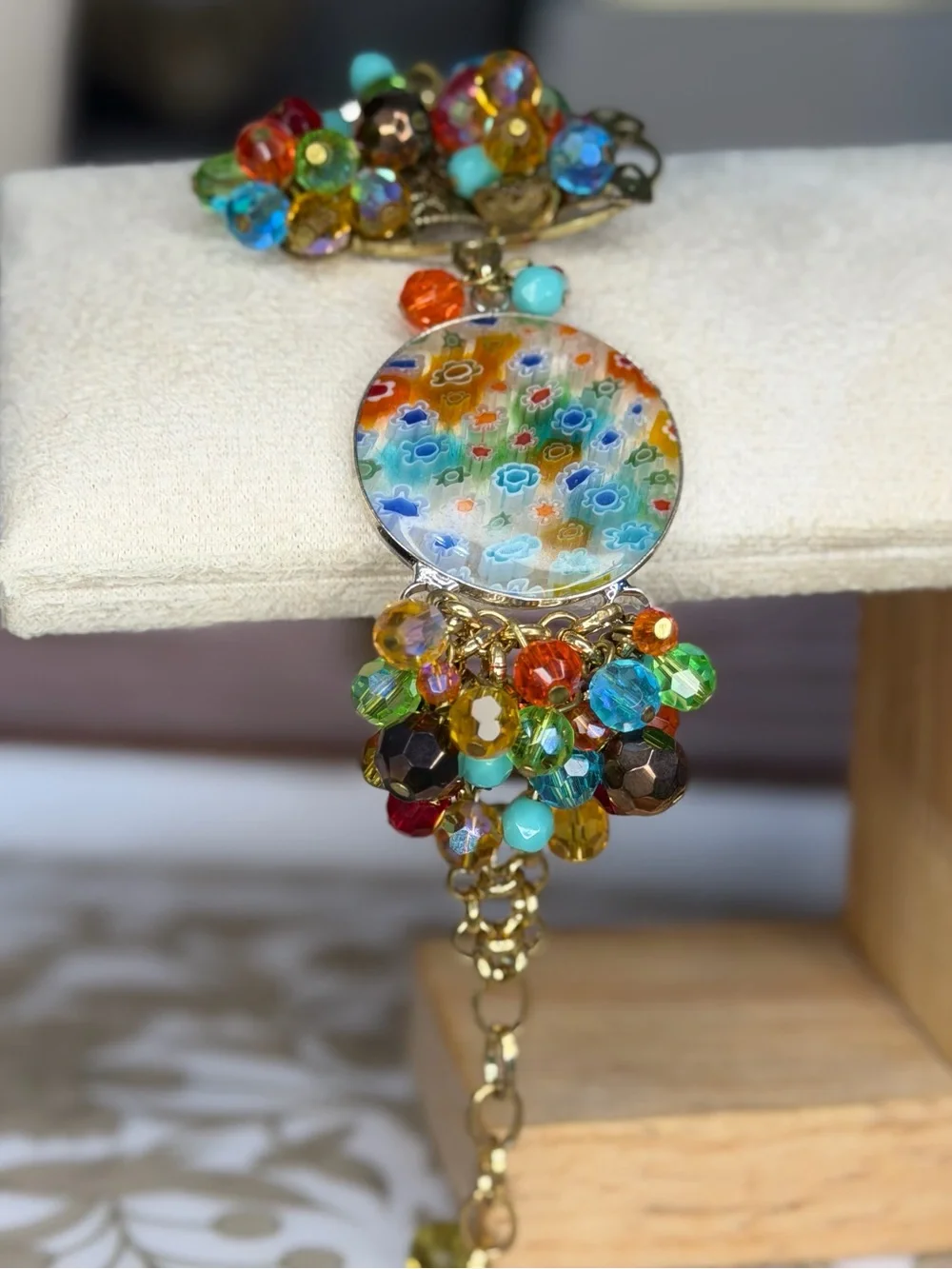 Venetian Millefiori Murano Glass Cluster Bracelet